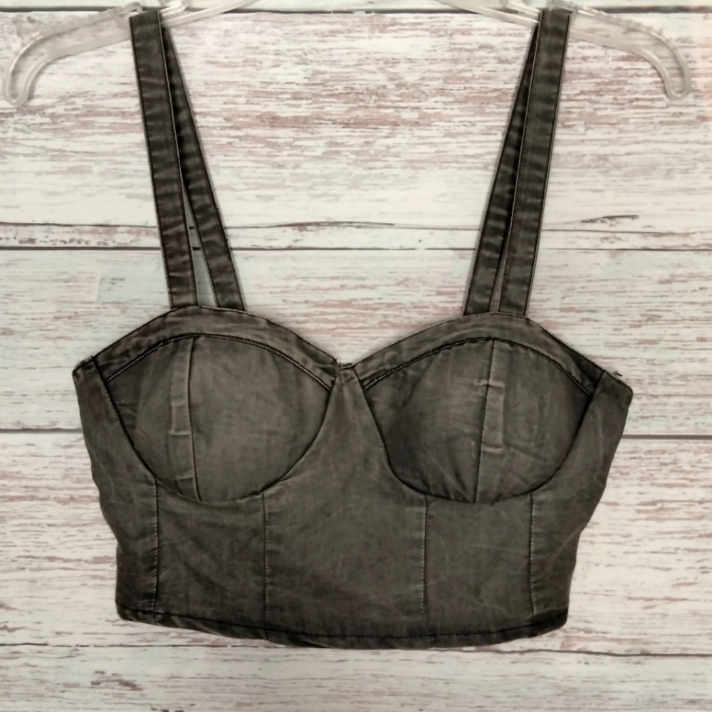 Band of Gypsies Top NWT Black Charcoal Tank crop Ruched